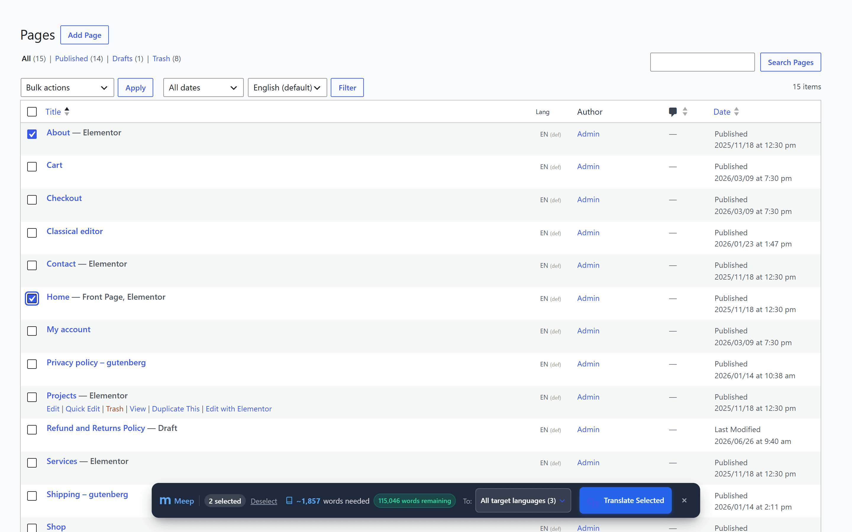 Meep AI Translator Dynamic WP List Translation and Admin Bar Hub